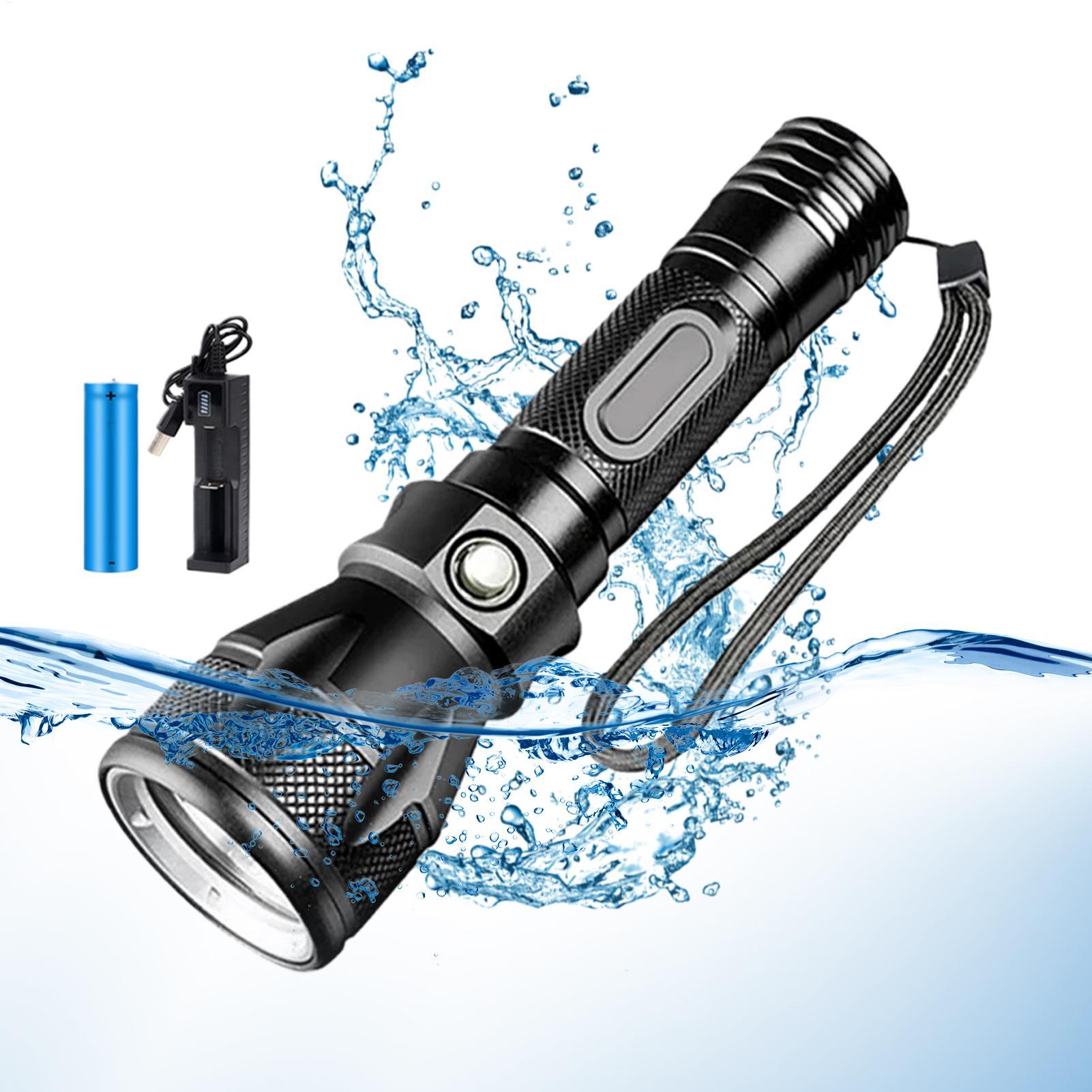 Underwater Flashlight - Lampe de plongée LED rechargeable puissante